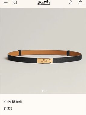 Kelly 18 Noir Black Leather Belt with Gold Hardware